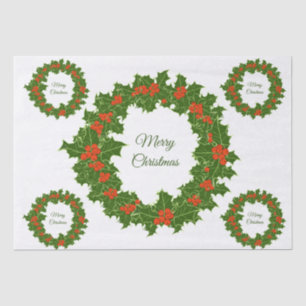 Papel De Seda Feliz Navidad flor de berry rojo
