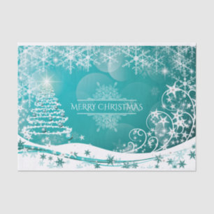 Papel De Seda Feliz Navidad Flores de árbol de nieve y estrellas