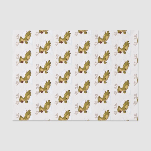 Papel De Seda Feliz Navidad Flying Reindeer Cute (Anverso)