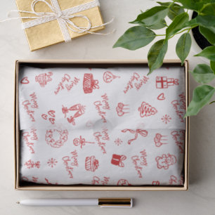 Papel De Seda Feliz Navidad Garabatos Dibujados a Mano Caprichos
