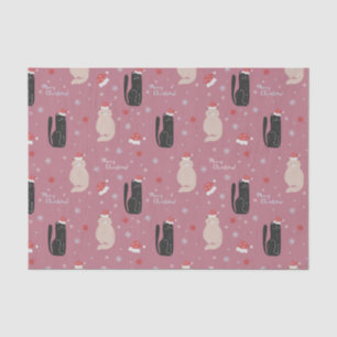 Papel De Seda Feliz Navidad Gatitos Lindos Rosa, Azul, Verde