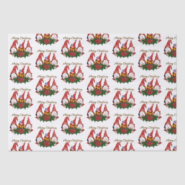 Papel De Seda Feliz Navidad Gnomes Fiesta Adorable Trendy (Anverso)