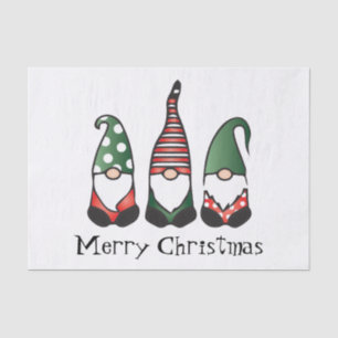 Papel De Seda Feliz Navidad Gnomes Verde Rojo