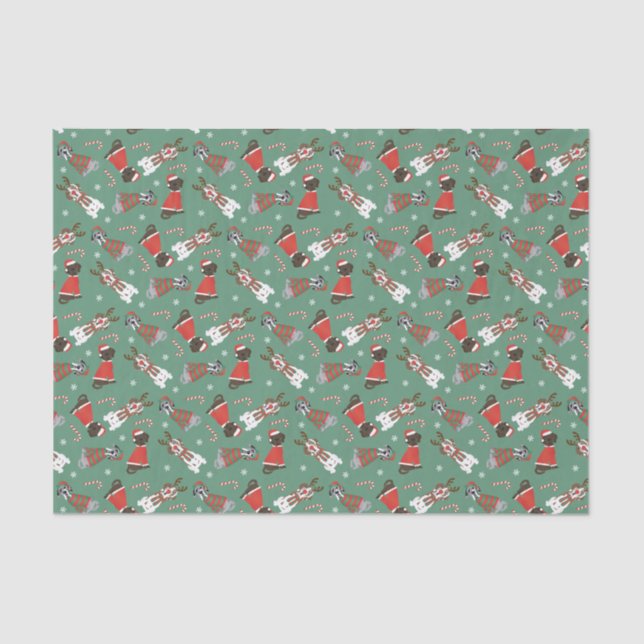 Papel De Seda Feliz Navidad Grandes perros daneses (Anverso)