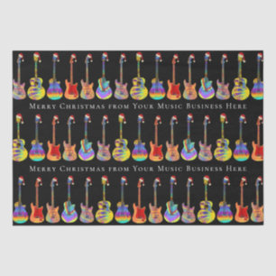Papel De Seda Feliz Navidad Guitarra Negocio Música Personalizad
