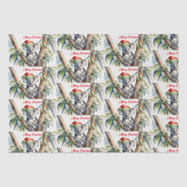 Papel De Seda Feliz Navidad Koala sentado en Gumtree (Anverso)