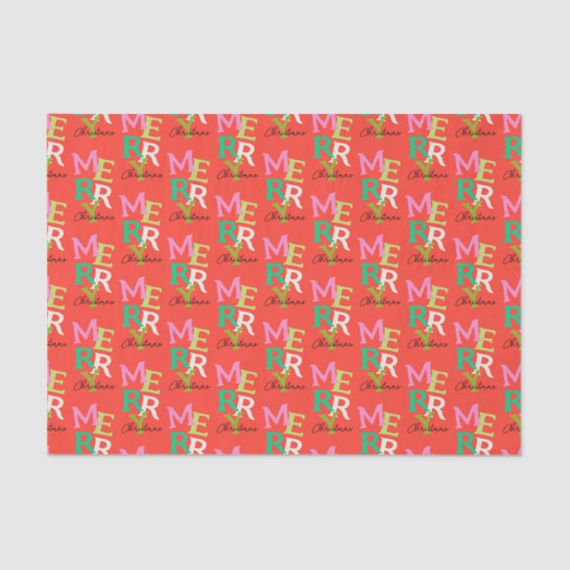 Papel De Seda Feliz Navidad moderna y brillante festividad (Anverso)