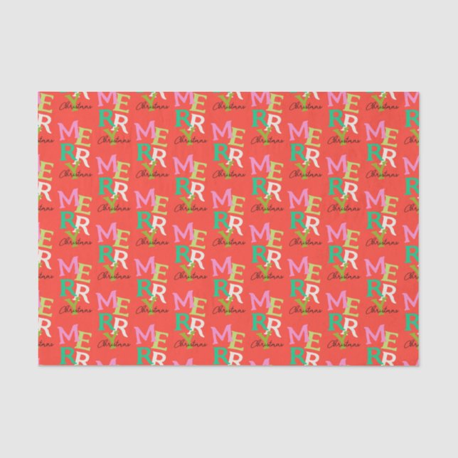 Papel De Seda Feliz Navidad Moderno Brillante Fiesta (Anverso)