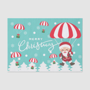 Papel De Seda Feliz Navidad Moderno Paracaidismo Santa