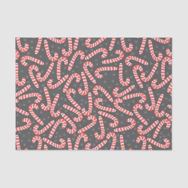 Papel De Seda Feliz Navidad Peppermint Candy Canes Snowflakes (Anverso)