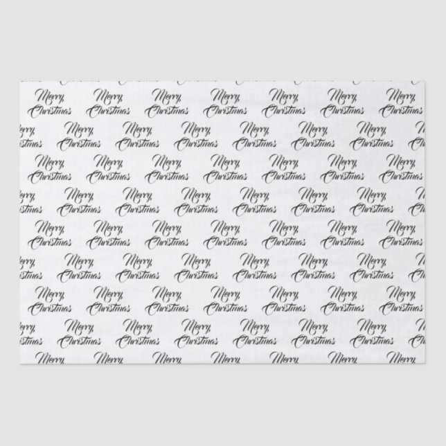Papel De Seda Feliz Navidad personalizado blanco negro elegante  (Anverso)
