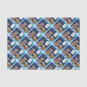 Papel De Seda Feliz Navidad Prancing Reindeer