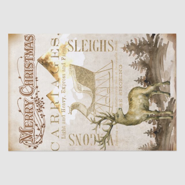 Papel De Seda Feliz Navidad reno y sabor a desfalco de Sleigh (Anverso)