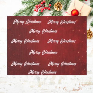 Papel De Seda Feliz Navidad Rojo Carmesí Elegante 