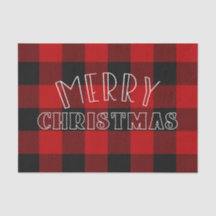 Feliz Navidad Rojo Negro Búfalo Cuadros Estampado