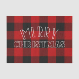 Papel De Seda Feliz Navidad Rojo Negro Búfalo Cuadros Estampado