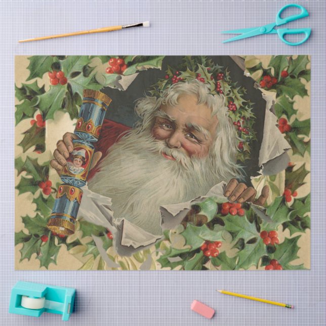 Papel De Seda Feliz Navidad Santa Claus Clásico antiguo (Artesanía)