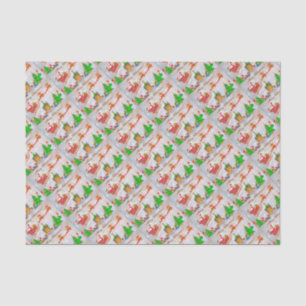 Papel De Seda Feliz Navidad Santa Entregando regalos