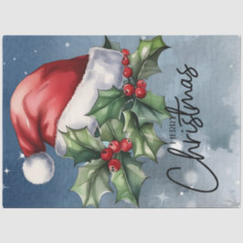 Papel De Seda Feliz Navidad Santa Hat y Navidades Holly