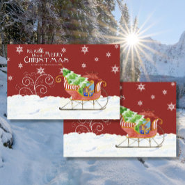 Papel De Seda Feliz Navidad Santa Sleigh Regalos Snowflakes Nomb