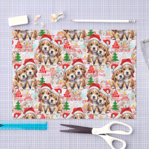 Papel De Seda Feliz Navidad Sombrero de Santa Diseño de Perro Ca
