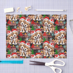 Papel De Seda Feliz Navidad Sombrero de Santa Diseño de Perro Ca