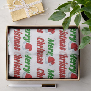 Papel De Seda Feliz Navidad Sombrero de Santa tipografía roja ve