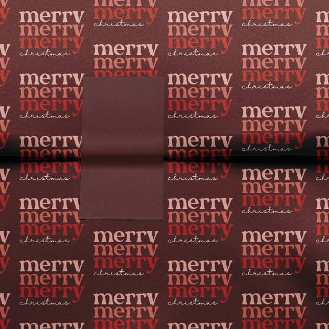 Papel De Seda Feliz Navidad Texto Saludo Patrón Rojo (Subido por el creador)