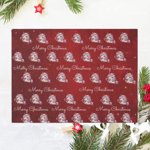 Papel De Seda Feliz Navidad Unicornio Mágico de Navidad Carmesí