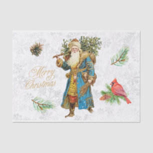 Papel De Seda Feliz Navidad Vintage Santa Claus Collage