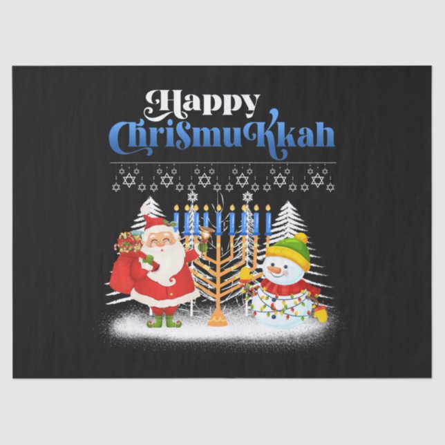 Papel De Seda Feliz Navidades judíos de Chrismukkah Hanukkah (Anverso)