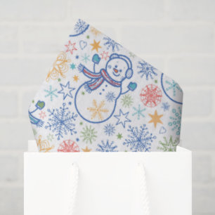 Papel De Seda Feliz Nieve Azul