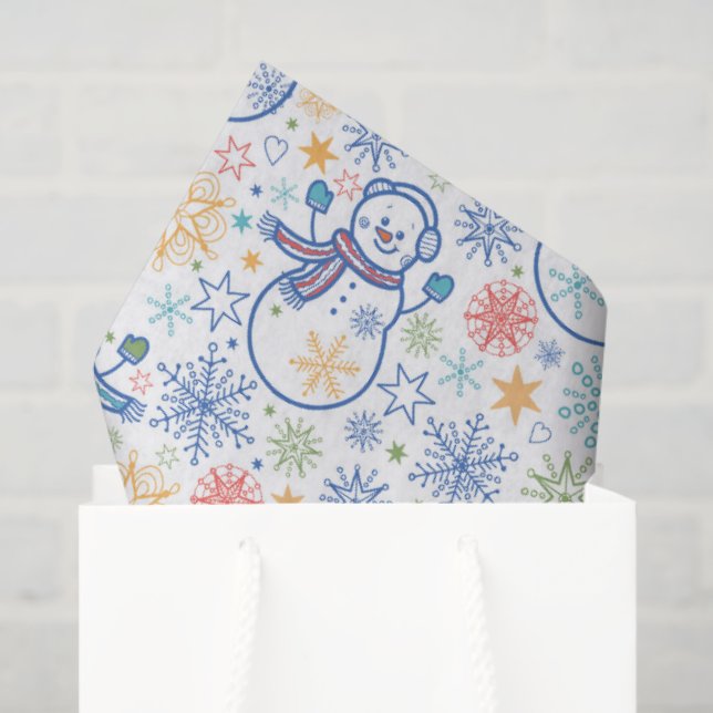 Papel De Seda Feliz Nieve Azul (Bolsa de regalo)