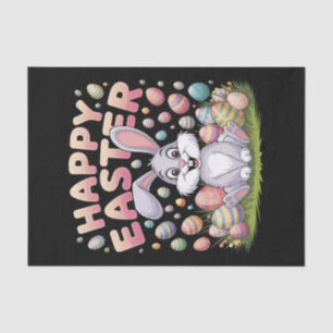 Papel De Seda Feliz Pascua 2025  Huevos Conejo Conejito Adorable