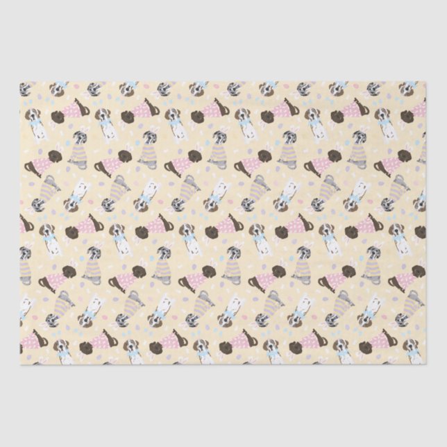 Papel De Seda Feliz Pascua, grandes perros daneses (Anverso)