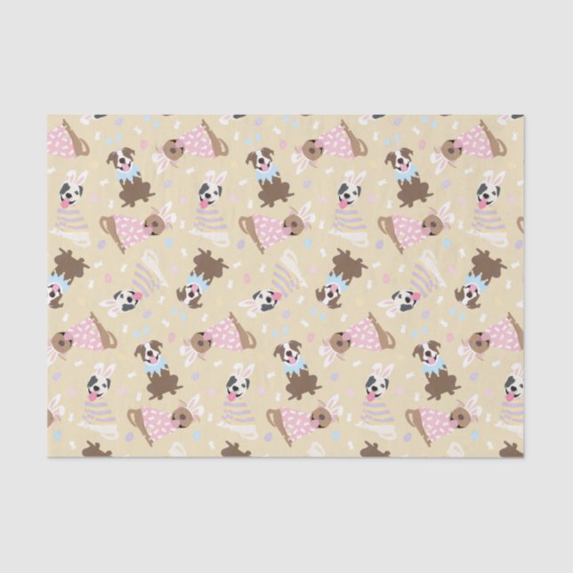 Papel De Seda Feliz Pascua: Perros Terribles de Toro Americano (Anverso)