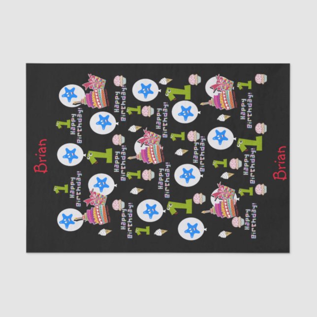 Papel De Seda Feliz primer periódico de cumpleaños #1 (Anverso)