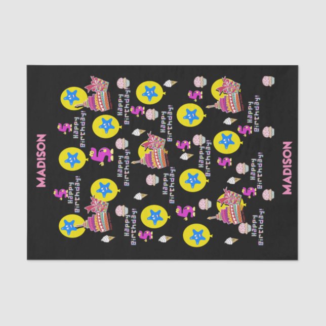 Papel De Seda Feliz quinto cumpleaños, periódico #5 cumpleaños (Anverso)