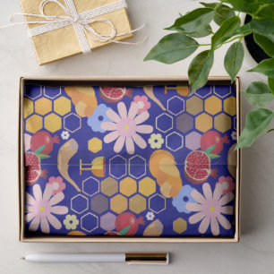 Papel De Seda Feliz Rosh Hashanah Patrón floral de Año Nuevo jud