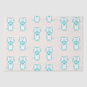 Papel De Seda Feliz San Valentín Verde azulada Kitty  