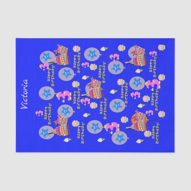 Papel De Seda Feliz tercer cumpleaños, periódico #3 (Anverso)