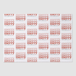 Papel De Seda Feliz texto de Navidad saludo rojo y blanco