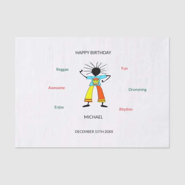 Papel De Seda Feliz y espantoso bailarín de reggae (Anverso)