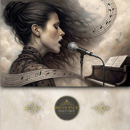 Papel De Seda Female Vocalist with Piano & Music Staff Decoupage