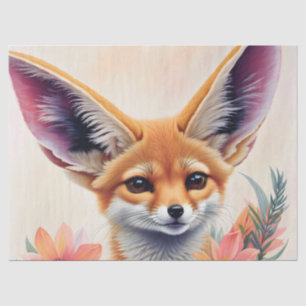 Papel De Seda Fennec Fox Floral Art