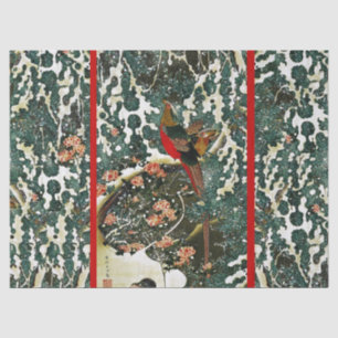 Papel De Seda Fenóasas en nieve, pino, Rosas, floral japonesa
