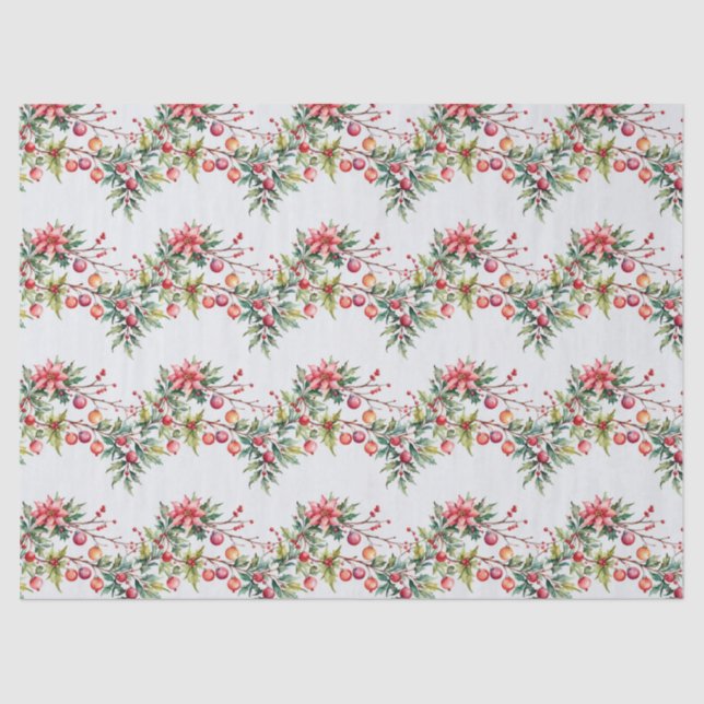 Papel De Seda Festive Christmas Garland in Watercolor (Anverso)