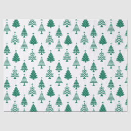 Papel De Seda Festive Green and White Christmas Tree Pattern