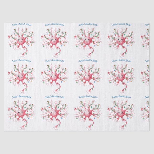 Papel De Seda Festive Neuron Pattern – Santa’s Favorite Nurse (Anverso)
