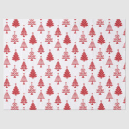 Papel De Seda Festive Red and White Christmas Tree Pattern